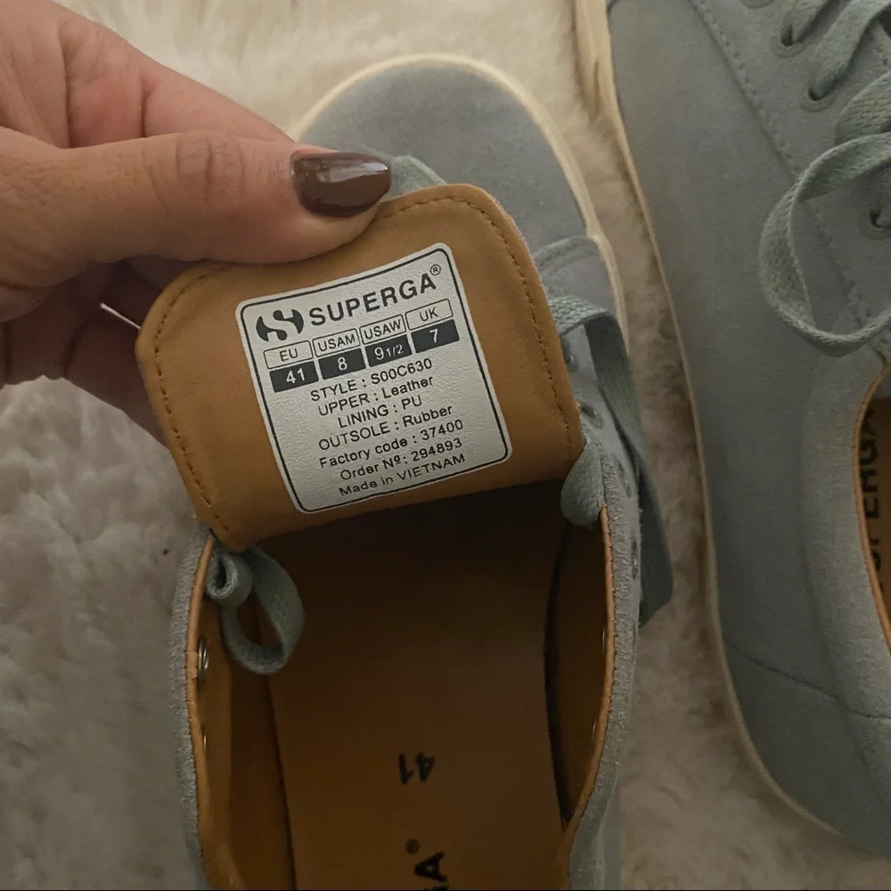 Superga Suede Low Top Baby Blue Suede Sneakers‎